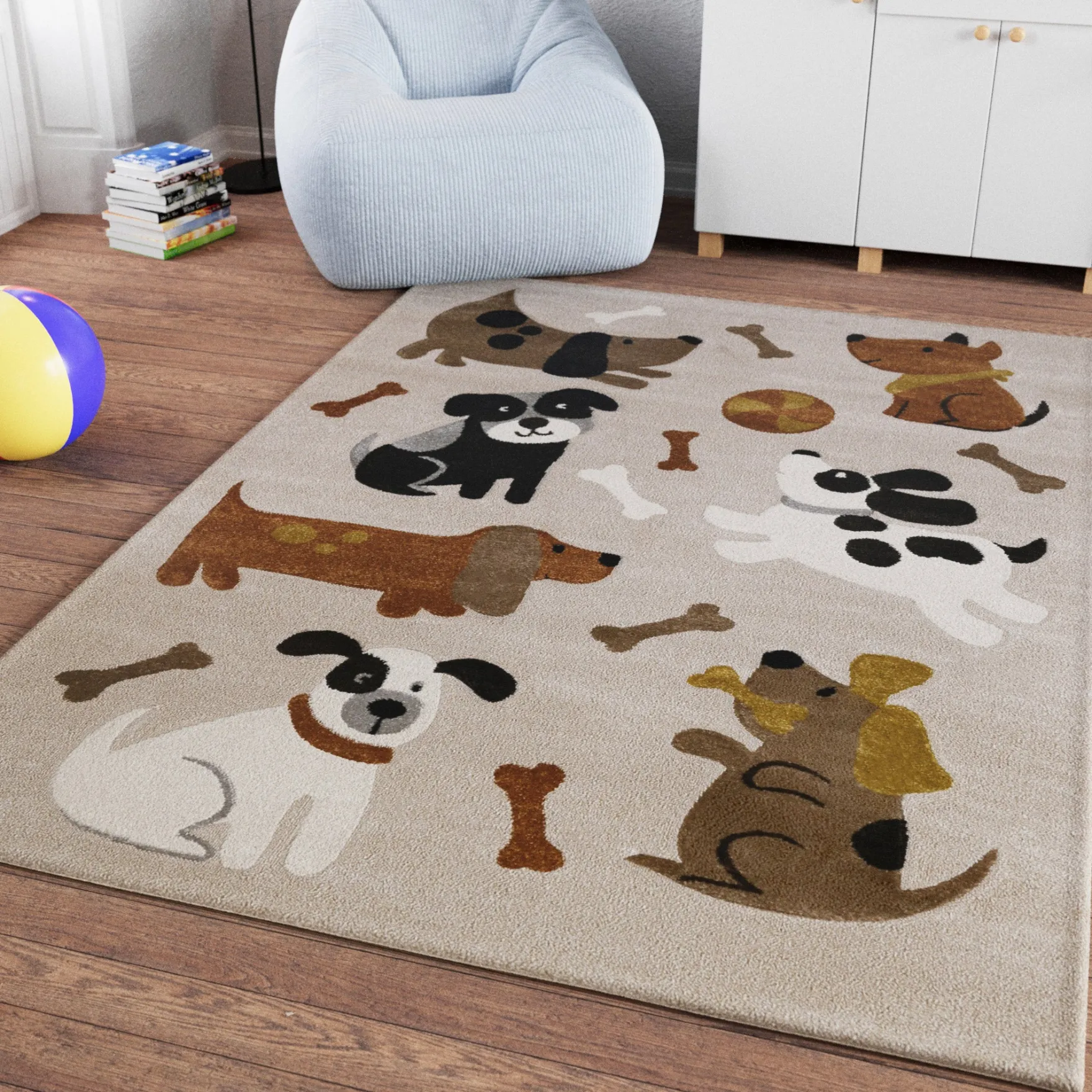 Kinderteppich Sand Beige meliert "Rocky & Friends" Smart Kids