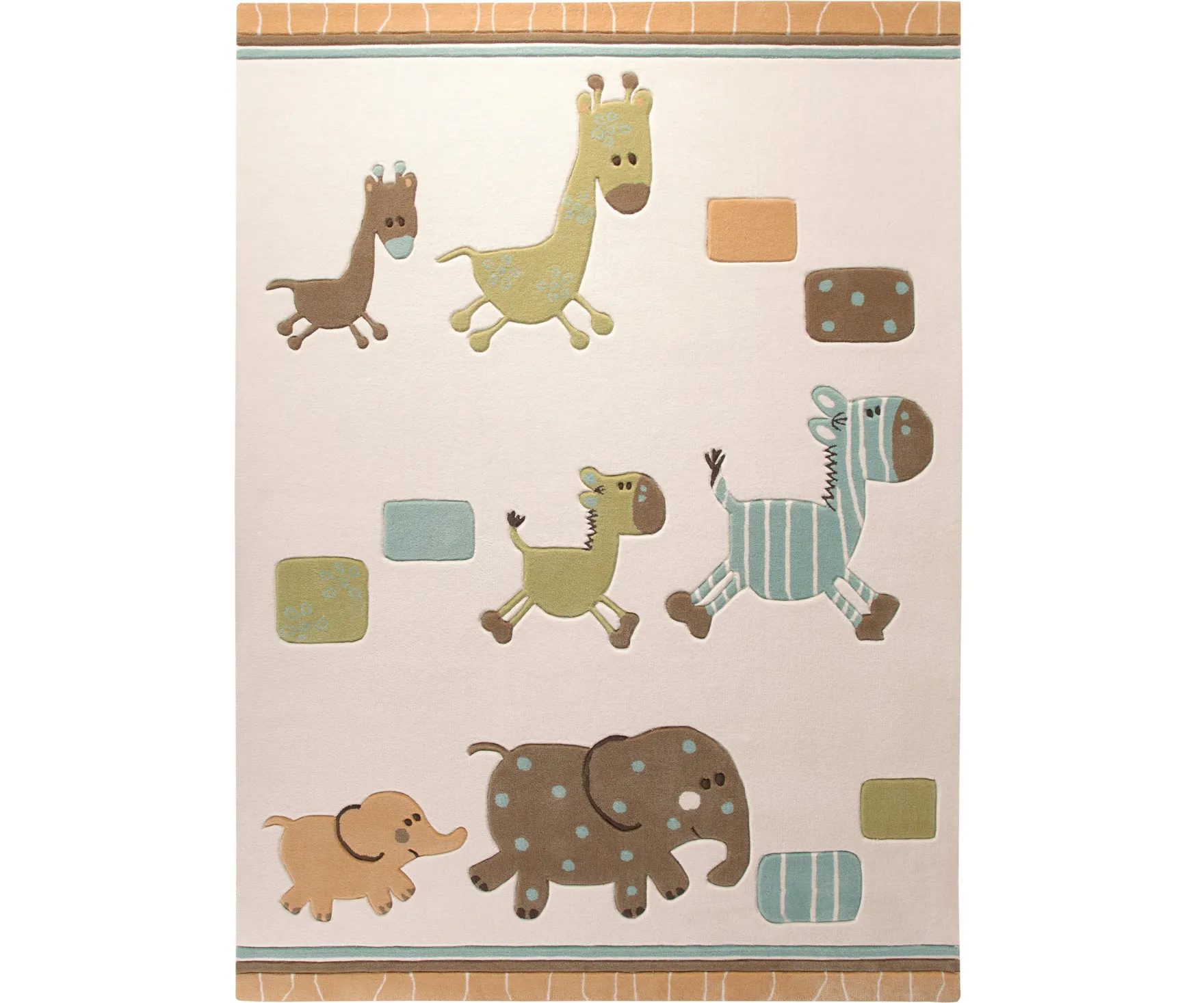 Kinderzimmer Teppich beige bunt "Lucky Zoo"