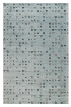 Kinderzimmer Teppich 160x230 Türkis Kleine Sterne