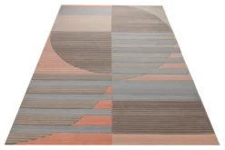 Koralle im Halbrund - Handtuft mit Rippenrelief 160 x 230 cm