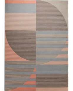 Koralle im Halbrund - Handtuft mit Rippenrelief 160 x 230 cm