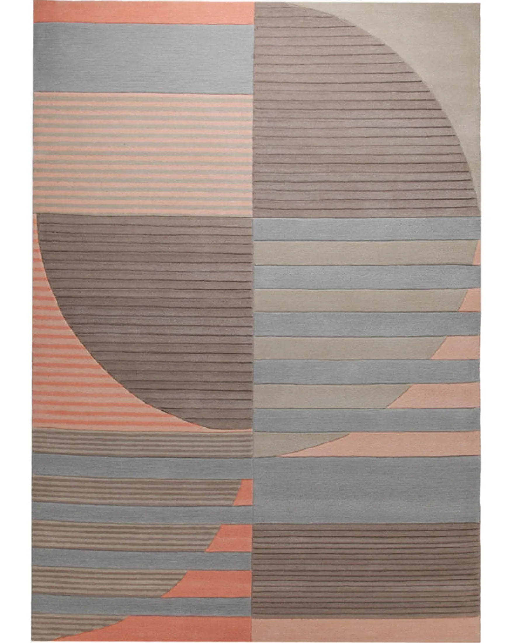 Koralle im Halbrund - Handtuft mit Rippenrelief 160 x 230 cm