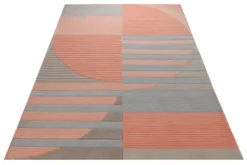 Kreissegmente in Koralle - Handtuft mit Rippenrelief 160 x 230 cm