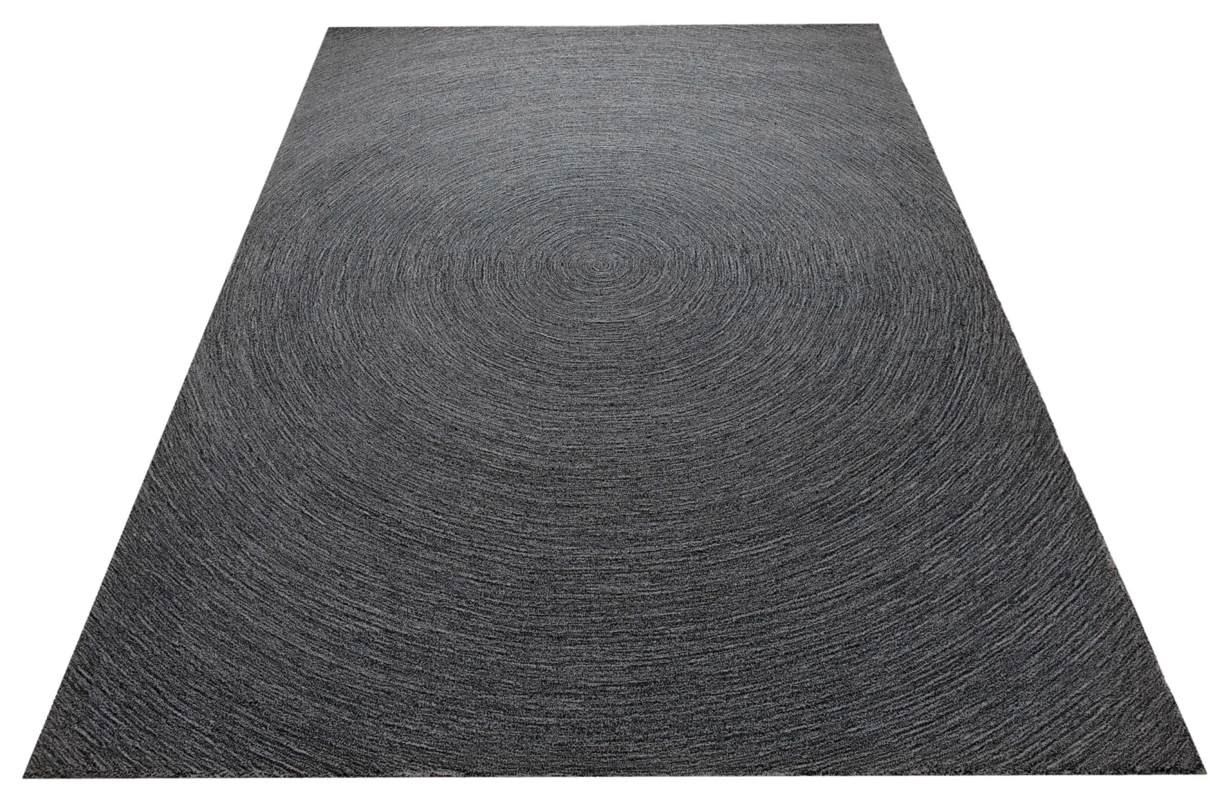 Kreiswirbel in Anthrazit - Handtuft Wolle 160 x 230 cm