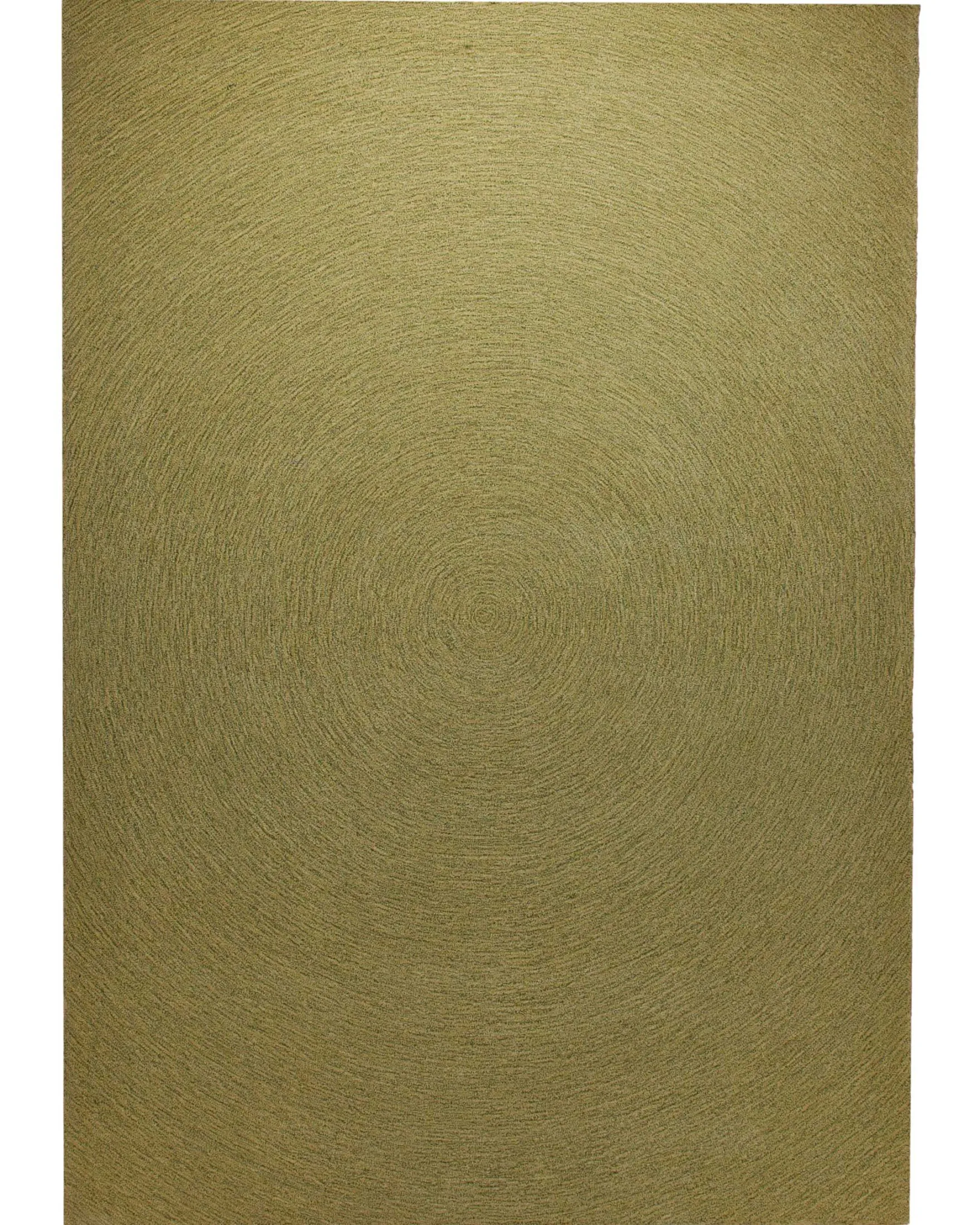Kreiswirbel in Oliv - Handtuft Wolle 160 x 230 cm