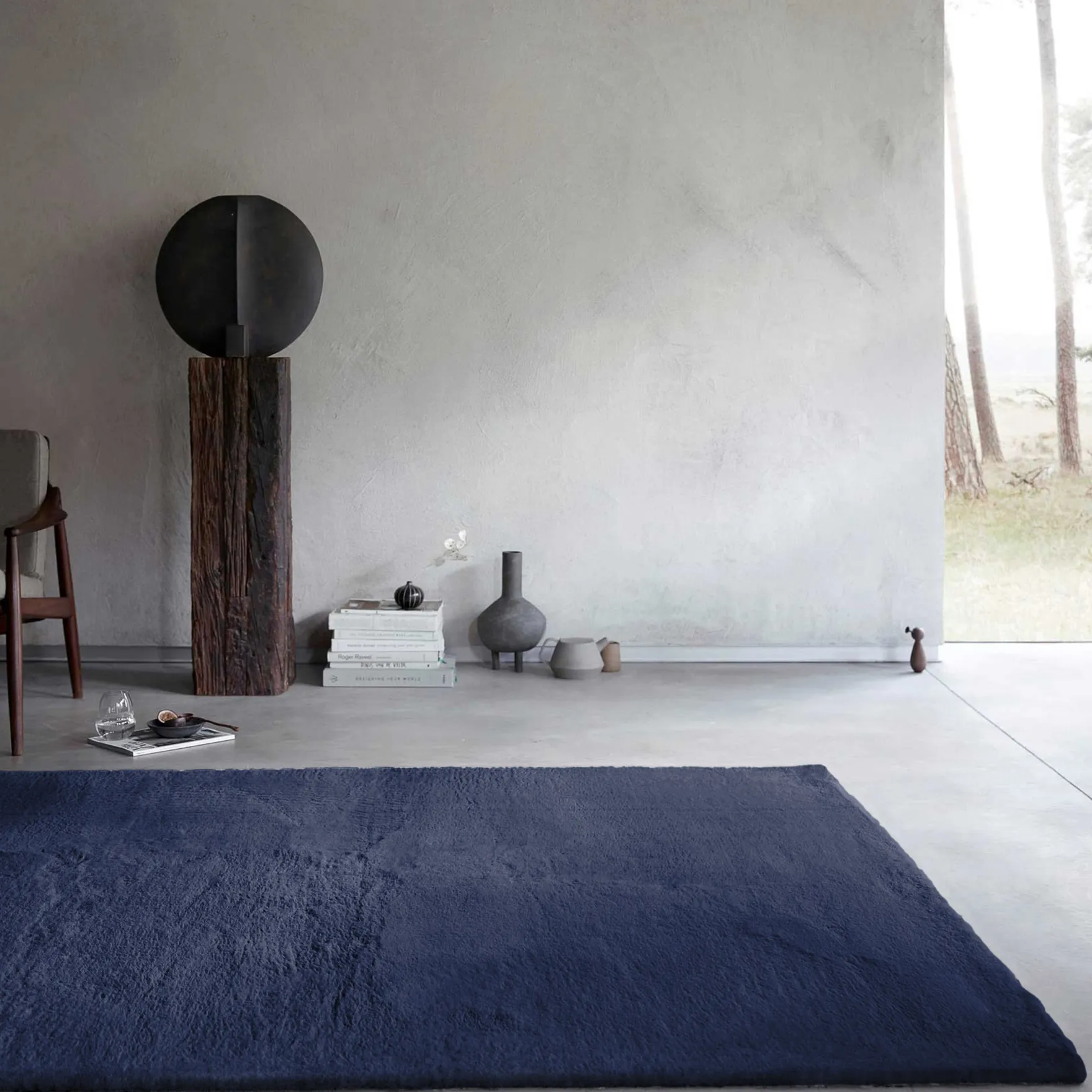 Kunstfell Teppich Dunkelblau flauschig und weich "Anna" WECONhome Basics