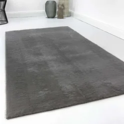 Kunstfell Teppich Grau Anthrazit soft & weich 