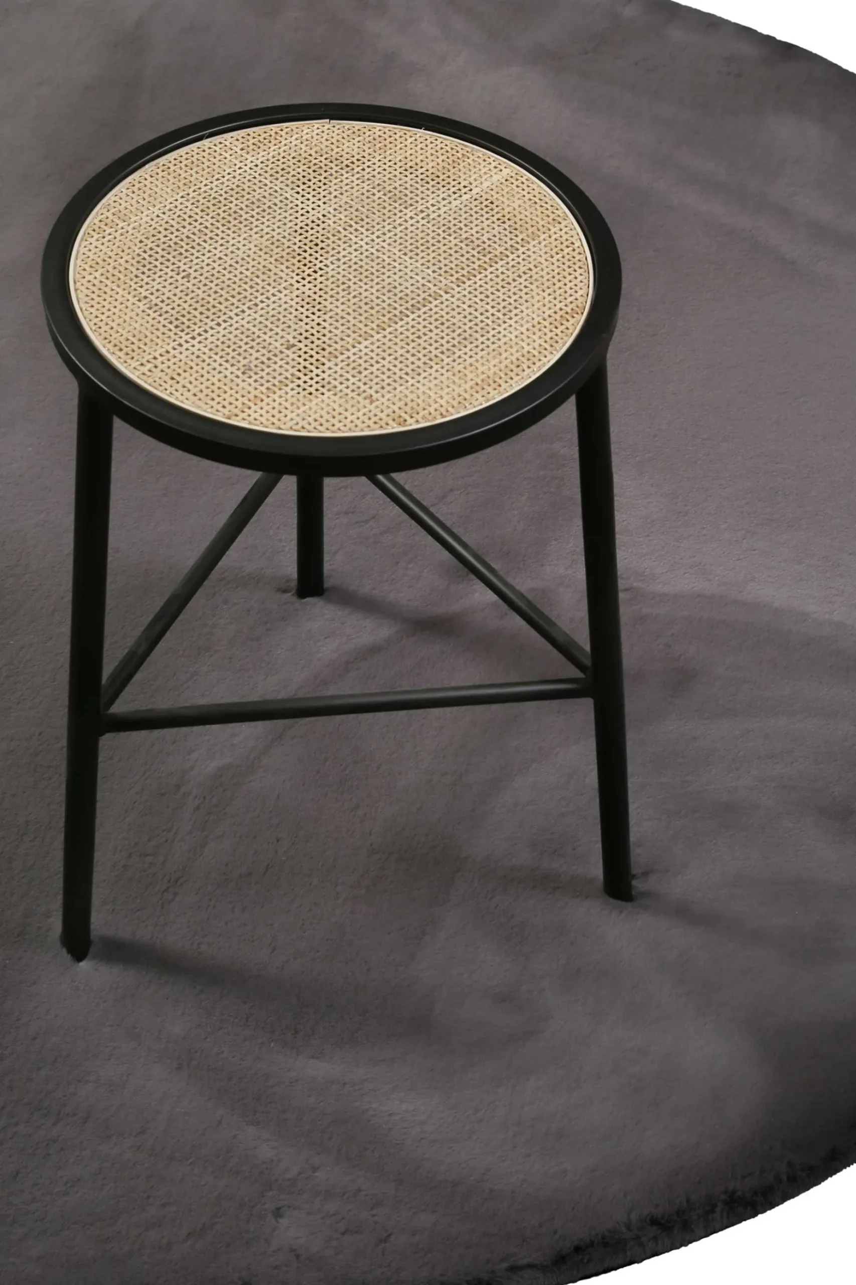 Kunstfell Teppich Rund Anthrazit flauschig und weich "Anna" WECONhome Basics