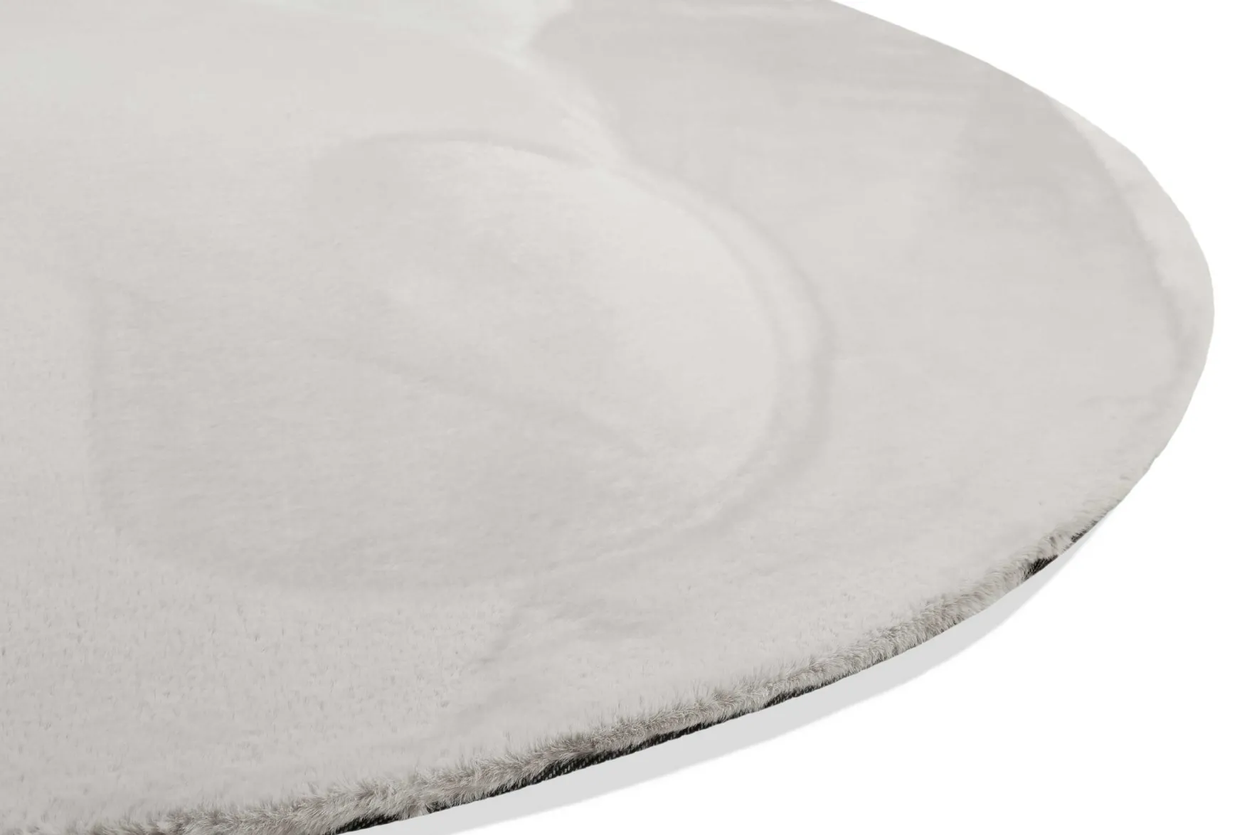 Kunstfell Teppich Rund Beige Grau flauschig und weich "Anna" WECONhome Basics