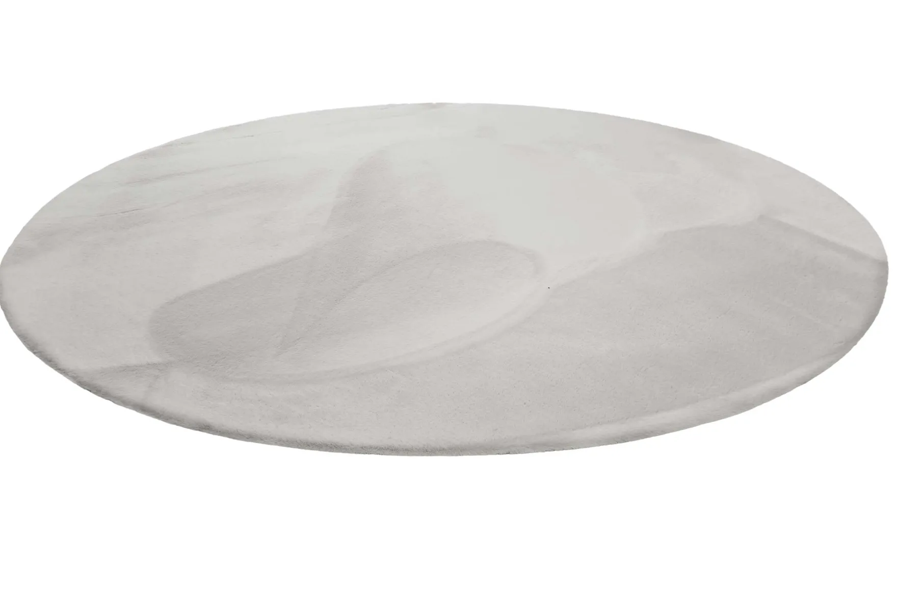 Kunstfell Teppich Rund Beige Grau flauschig und weich "Anna" WECONhome Basics