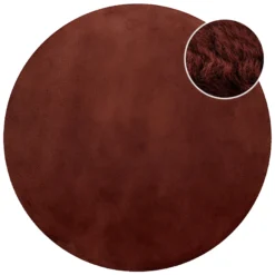 Kunstfell Teppich Rund Bordeaux flauschig und weich "Anna" WECONhome Basics