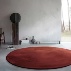 Kunstfell Teppich Rund Bordeaux flauschig und weich