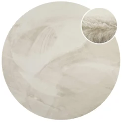 Kunstfell Teppich Rund Creme Beige flauschig und weich "Anna" WECONhome Basics