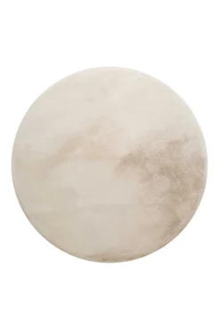 Kunstfell Teppich Rund Creme Beige kuschelig & flauschig 