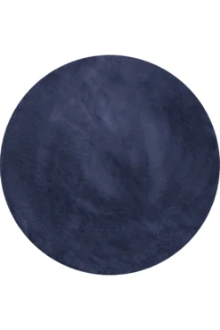 Kunstfell Teppich Rund Dunkelblau flauschig und weich "Anna" WECONhome Basics