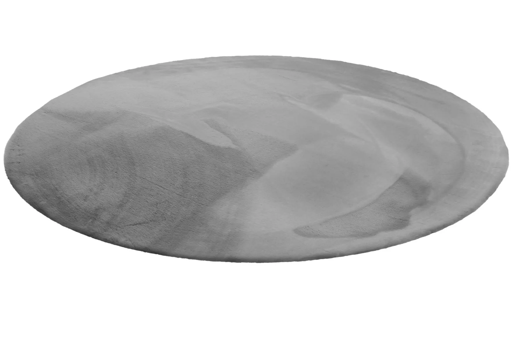 Kunstfell Teppich Rund Grau flauschig und weich "Anna" WECONhome Basics