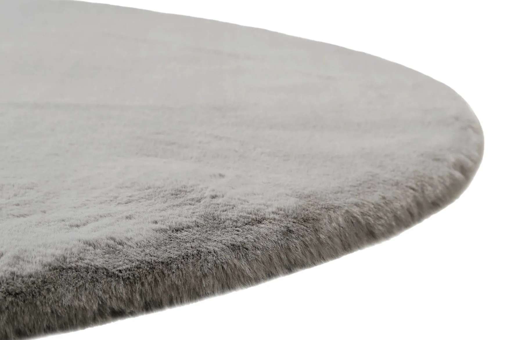 Kunstfell Teppich Rund Grau kuschelig & flauschig "Vita" Homie Living