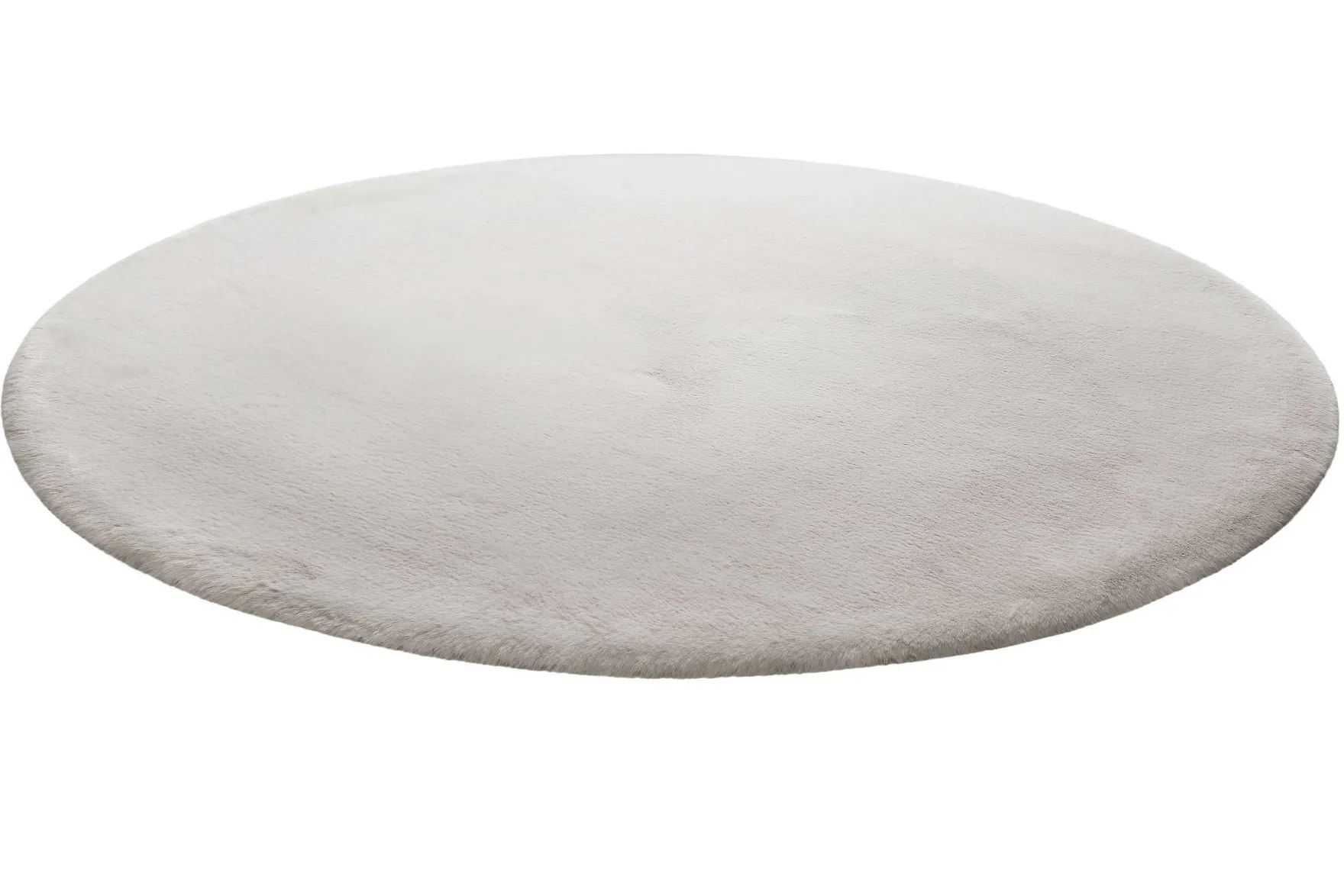 Kunstfell Teppich Rund Hellgrau kuschelig & flauschig "Vita" Homie Living
