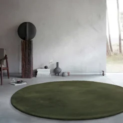 Kunstfell Teppich Rund Olive flauschig und weich "Anna" WECONhome Basics