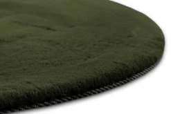 Kunstfell Teppich Rund Olive flauschig und weich
