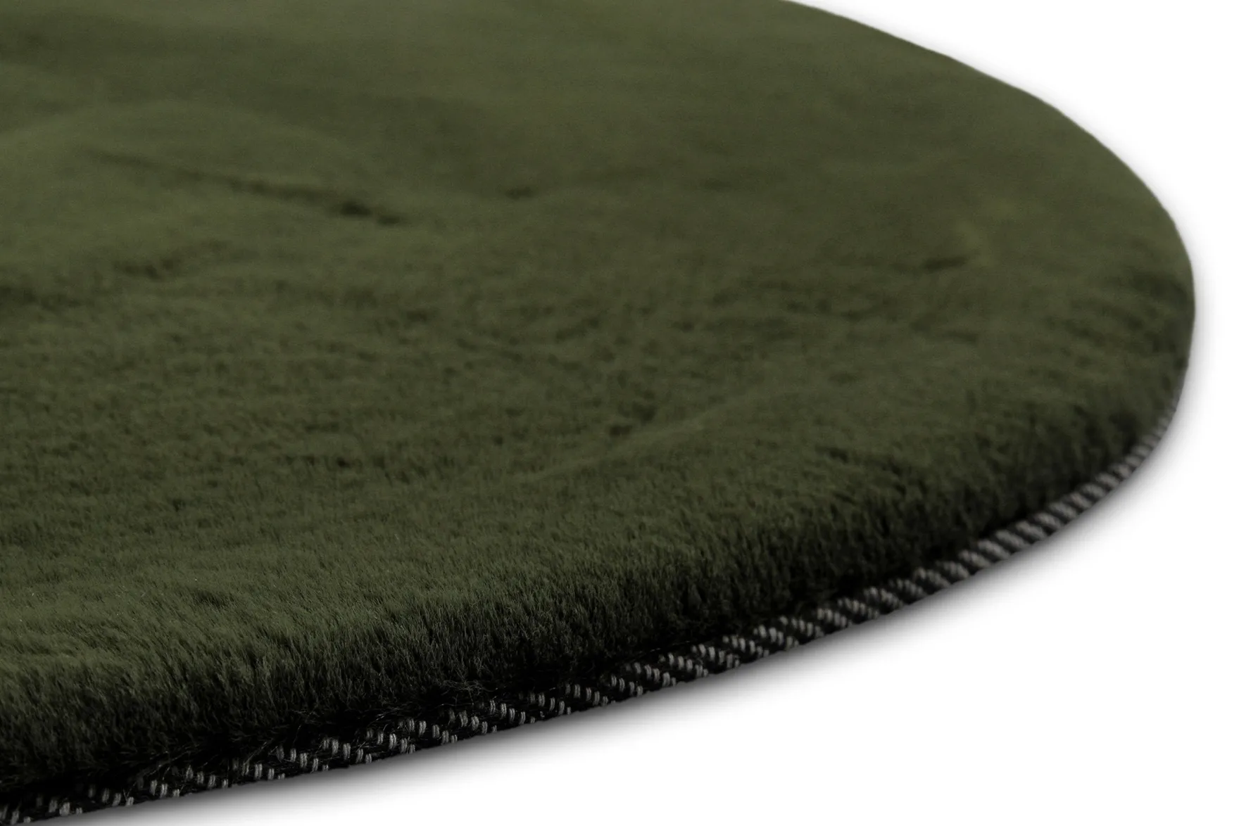 Kunstfell Teppich Rund Olive flauschig und weich "Anna" WECONhome Basics