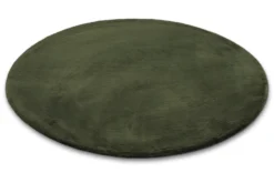 Kunstfell Teppich Rund Olive flauschig und weich