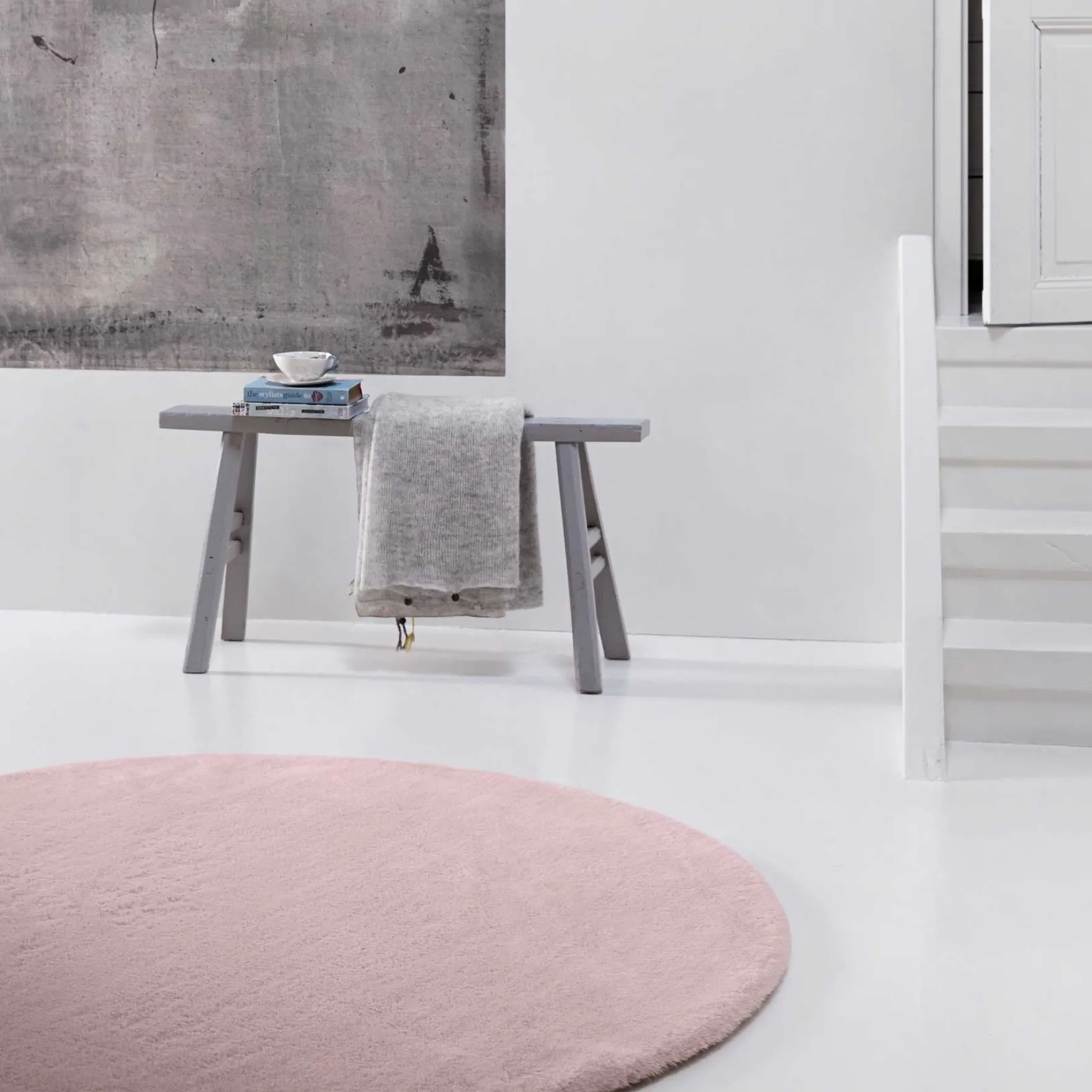 Kunstfell Teppich Rund Rosa kuschelig & flauschig "Vita" Homie Living
