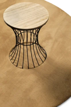 Kunstfell Teppich Rund Sand flauschig und weich