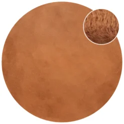 Kunstfell Teppich Rund Terracotta flauschig und weich "Anna" WECONhome Basics