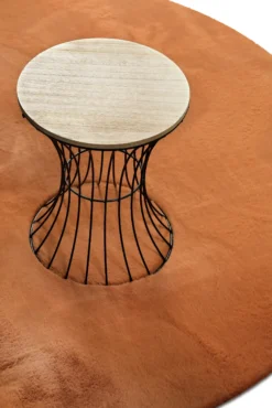 Kunstfell Teppich Rund Terracotta flauschig und weich 
