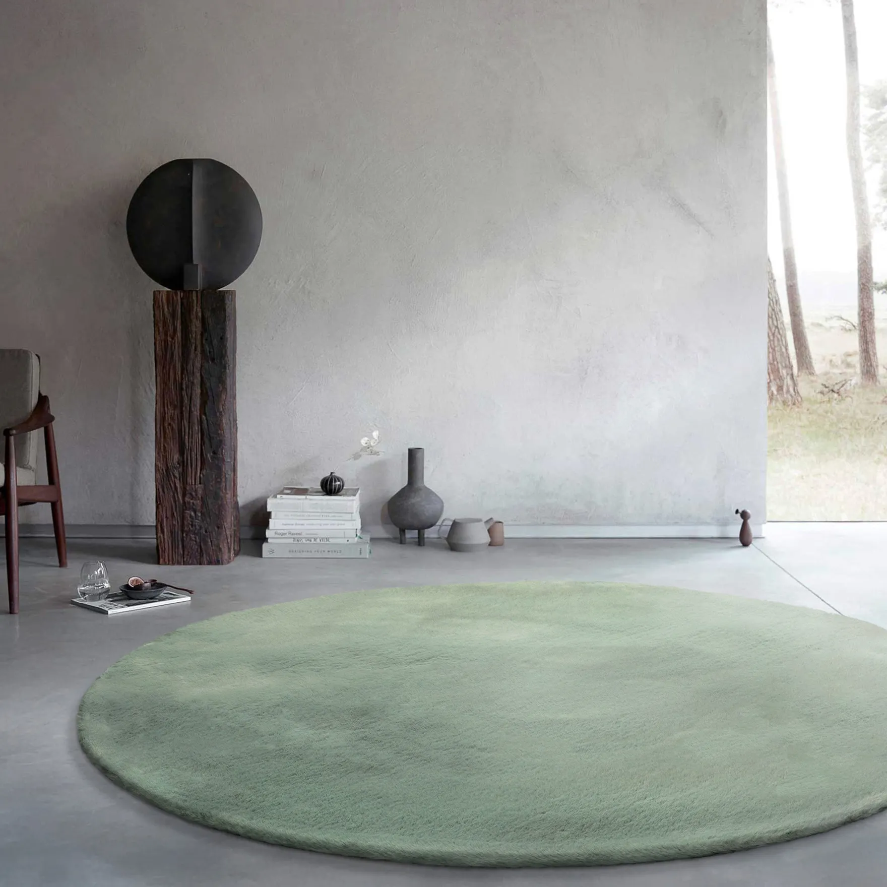 Kunstfell Teppich Rund Türkis flauschig und weich "Anna" WECONhome Basics