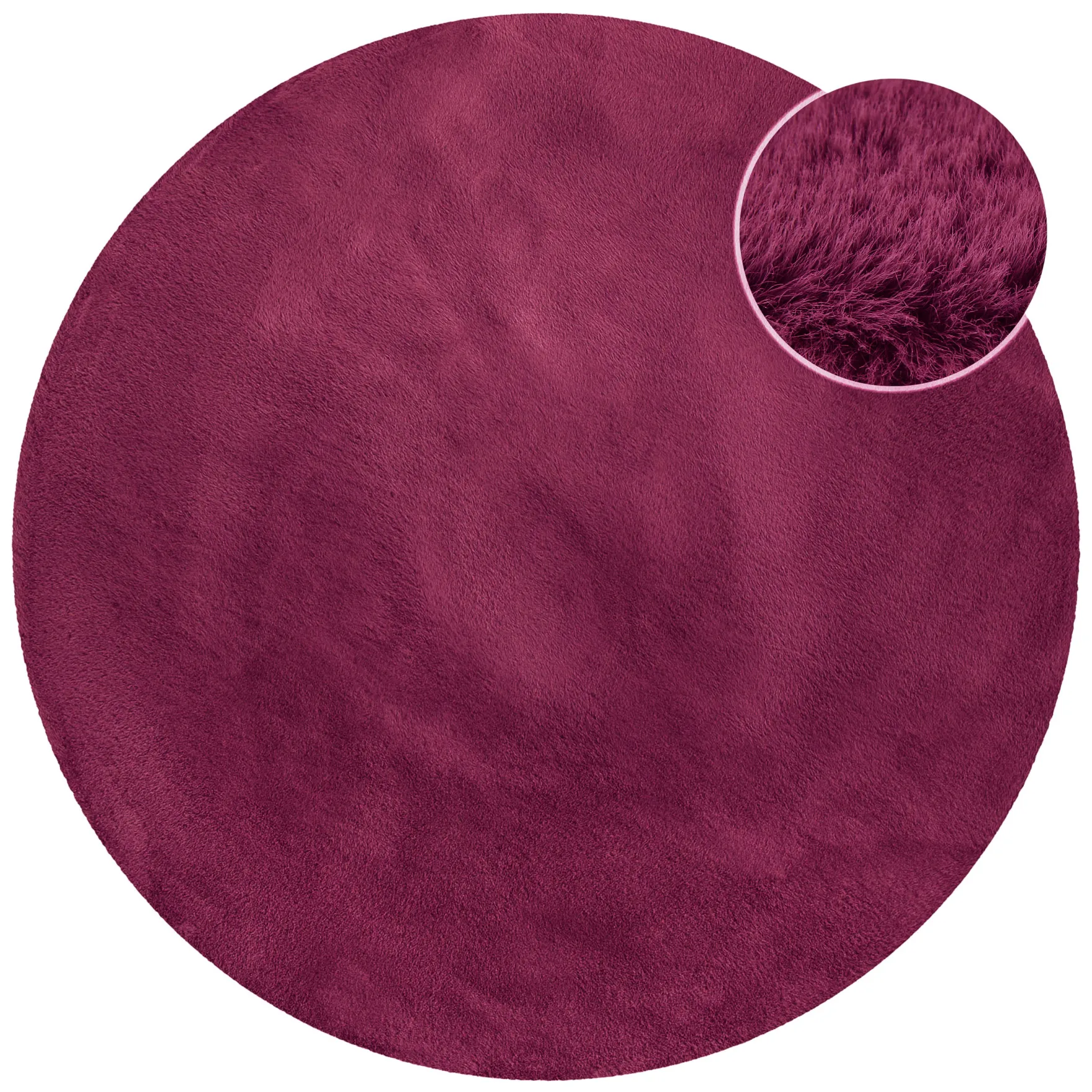 Kunstfell Teppich Rund Violett flauschig und weich "Anna" WECONhome Basics