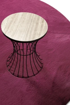 Kunstfell Teppich Rund Violett flauschig und weich