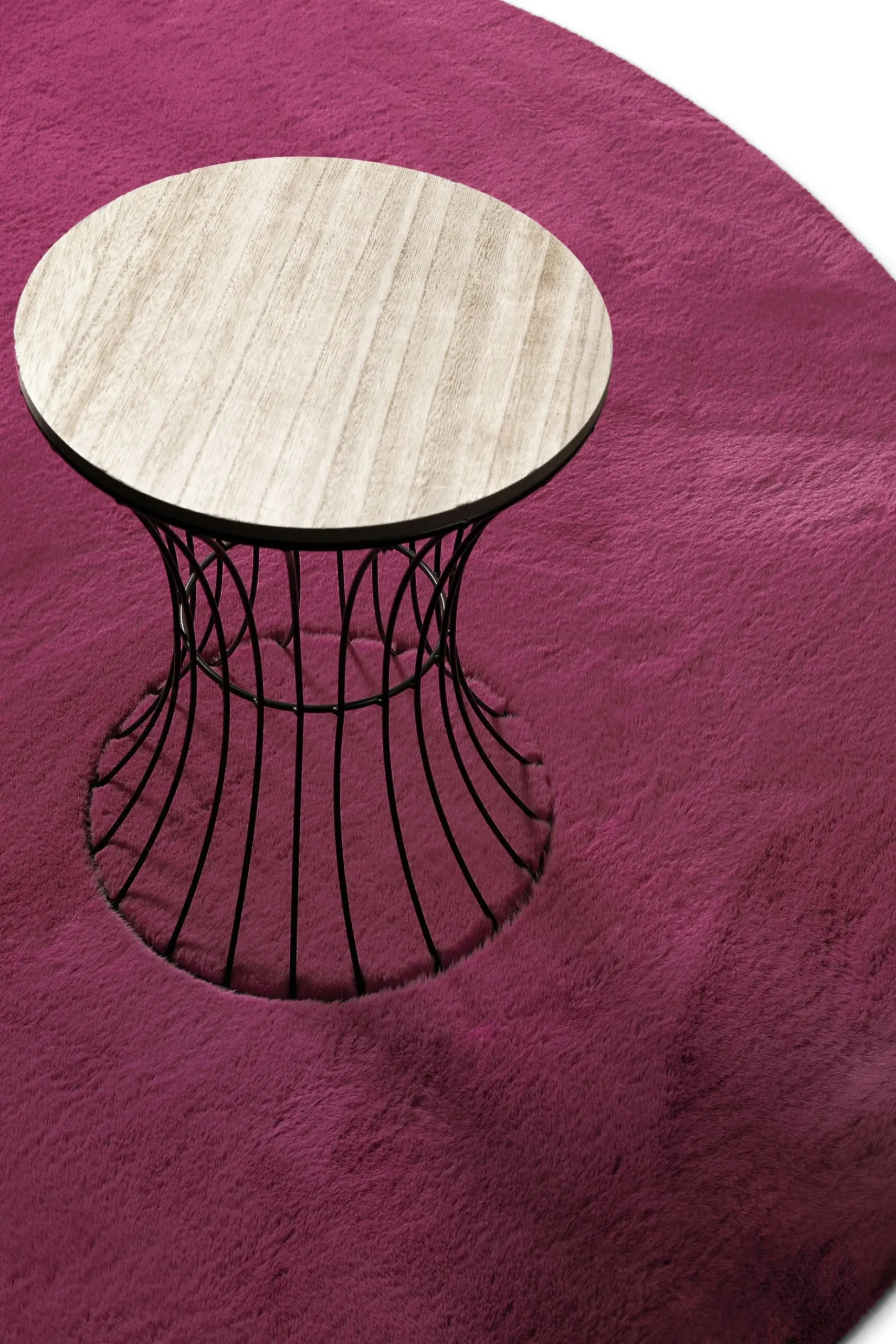 Kunstfell Teppich Rund Violett flauschig und weich "Anna" WECONhome Basics