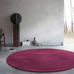 Kunstfell Teppich Rund Violett flauschig und weich