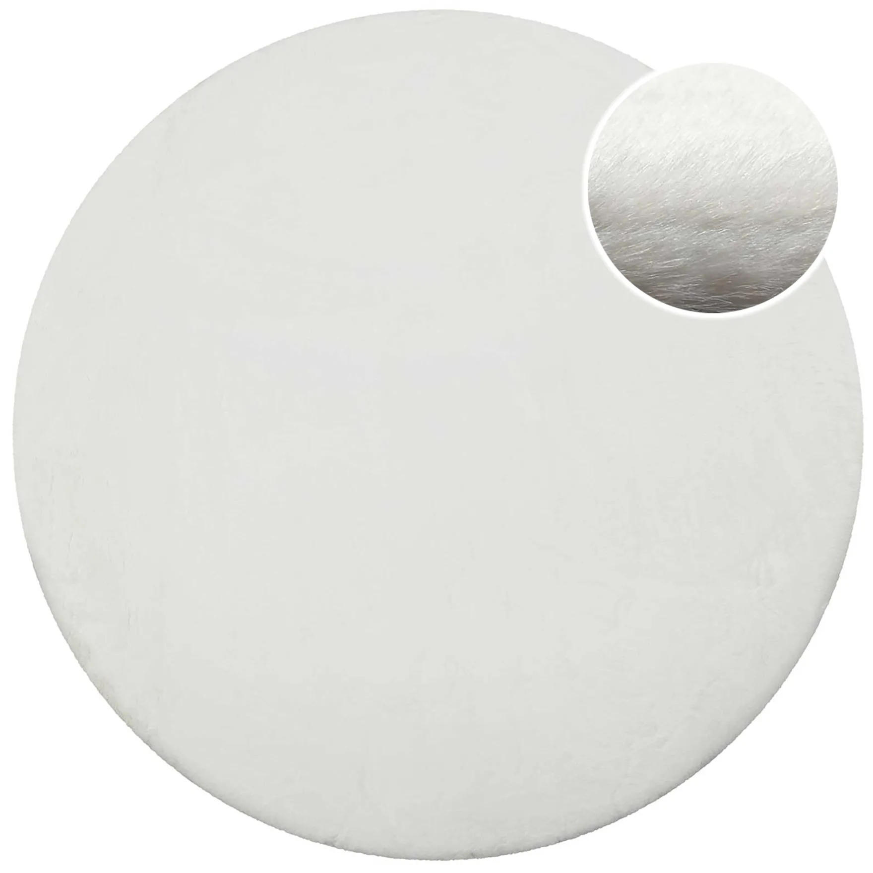 Kunstfell Teppich Rund Weiß flauschig und weich "Anna" WECONhome Basics