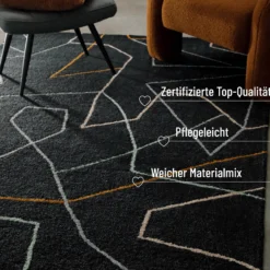 Kurzflorteppich Anthrazit aus Schurwolle "Nox" WECONhome