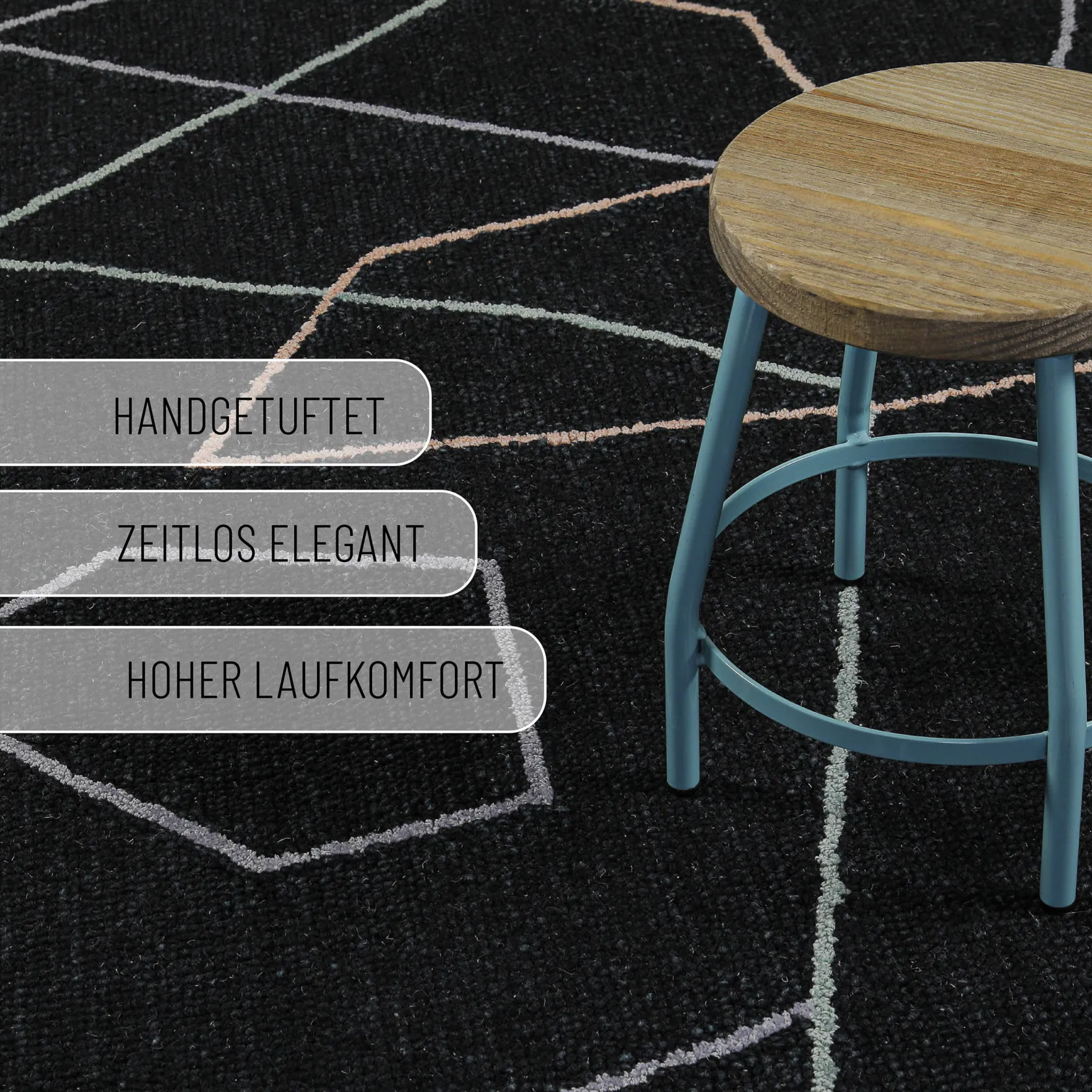 Kurzflorteppich Anthrazit aus Schurwolle "Nox" WECONhome