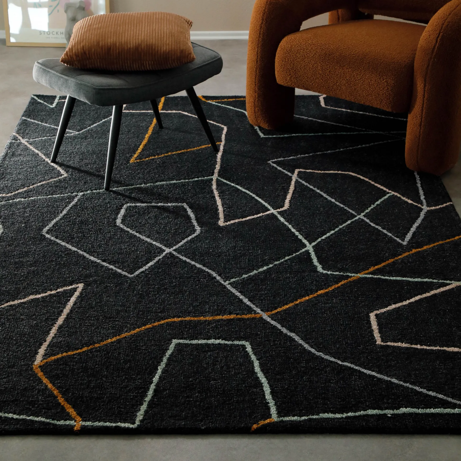 Kurzflorteppich Anthrazit aus Schurwolle "Nox" WECONhome