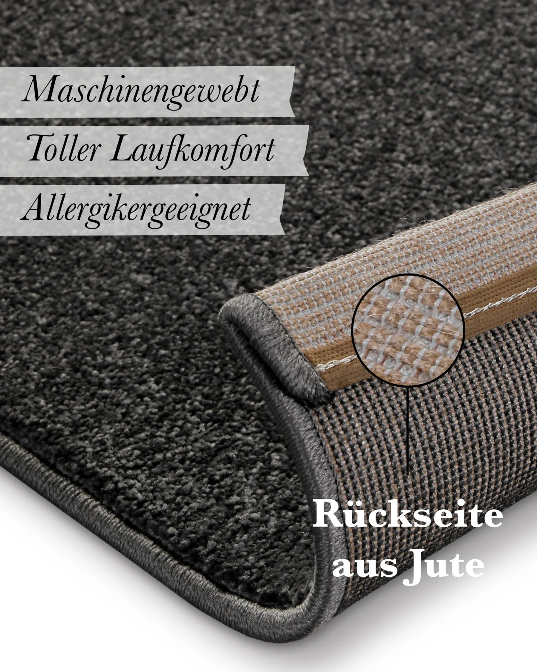 Kurzflorteppich Anthrazit grau "Freja" WECONhome Basics