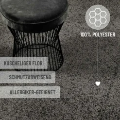 Kurzflorteppich Anthrazit