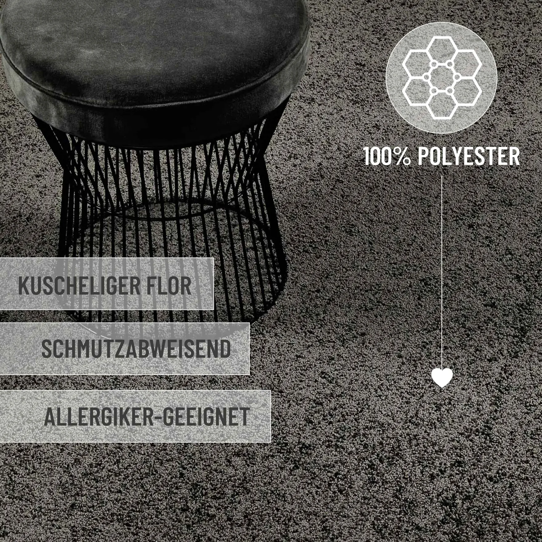 Kurzflorteppich Anthrazit "Nova" WECONhome Basics