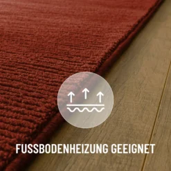 Kurzflor Teppich aus Schurwolle Kamin Rot 