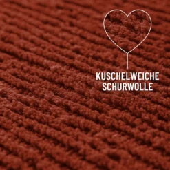 Kurzflor Teppich aus Schurwolle Kamin Rot 