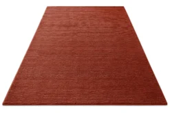 Kurzflor Teppich aus Schurwolle Kamin Rot 