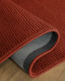 Kurzflor Teppich aus Schurwolle Kamin Rot 