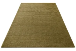 Kurzflor Teppich aus Schurwolle Blass Grün 
