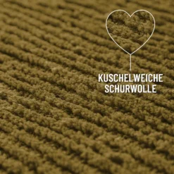 Kurzflor Teppich aus Schurwolle Blass Grün 