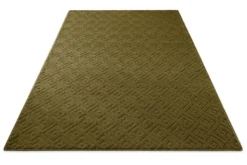 Kurzflor Teppich aus Schurwolle Oliv Grün "Castello TWO" WECONhome