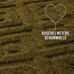 Kurzflor Teppich aus Schurwolle Oliv Grün